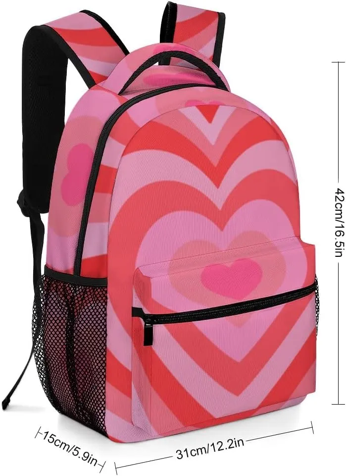 Casual Daypacks Backpacks Laptop Backpack Tunnel Concentric Hearts Romantic Cute Background Work Bussiness School Students Bookbag Travel Hiking Gym Bags Waterproof Lightweight Women Men 16.5x12x6 Inch
