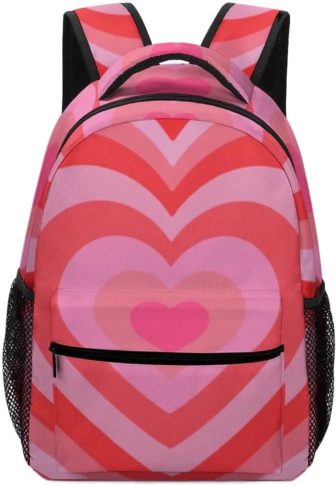 Casual Daypacks Backpacks Laptop Backpack Tunnel Concentric Hearts Romantic Cute Background Work Bussiness School Students Bookbag Travel Hiking Gym Bags Waterproof Lightweight Women Men 16.5x12x6 Inch