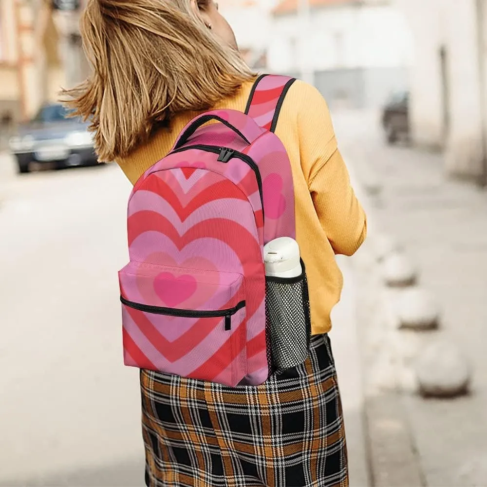 Casual Daypacks Backpacks Laptop Backpack Tunnel Concentric Hearts Romantic Cute Background Work Bussiness School Students Bookbag Travel Hiking Gym Bags Waterproof Lightweight Women Men 16.5x12x6 Inch