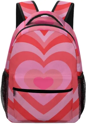 Casual Daypacks Backpacks Laptop Backpack Tunnel Concentric Hearts Romantic Cute Background Work Bussiness School Students Bookbag Travel Hiking Gym Bags Waterproof Lightweight Women Men 16.5x12x6 Inch