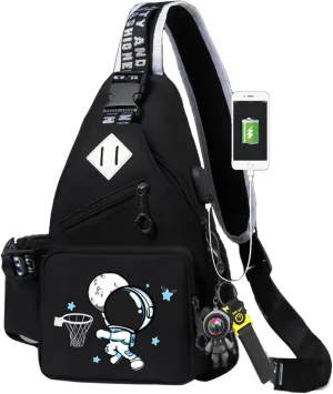 Casual Sling Daypacks Bag Crossbody Chest Backpack Casual Lightweight Outdoor Hiking Travel Shoulder Bag (Black 2)