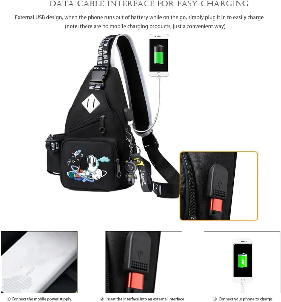 Casual Sling Daypacks Bag Crossbody Chest Backpack Casual Lightweight Outdoor Hiking Travel Shoulder Bag (Black 2)