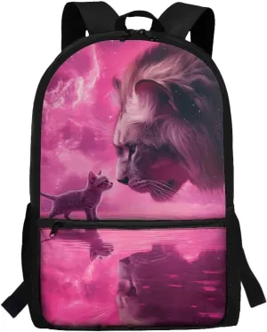 Cat Backpack for School Boys Kindergarten Elementary School Bag Kids Lion Book Bag 1 Grade 2Nd Grade 3Rd Grade Back to School Student Back Pack Travel Daycare Bag