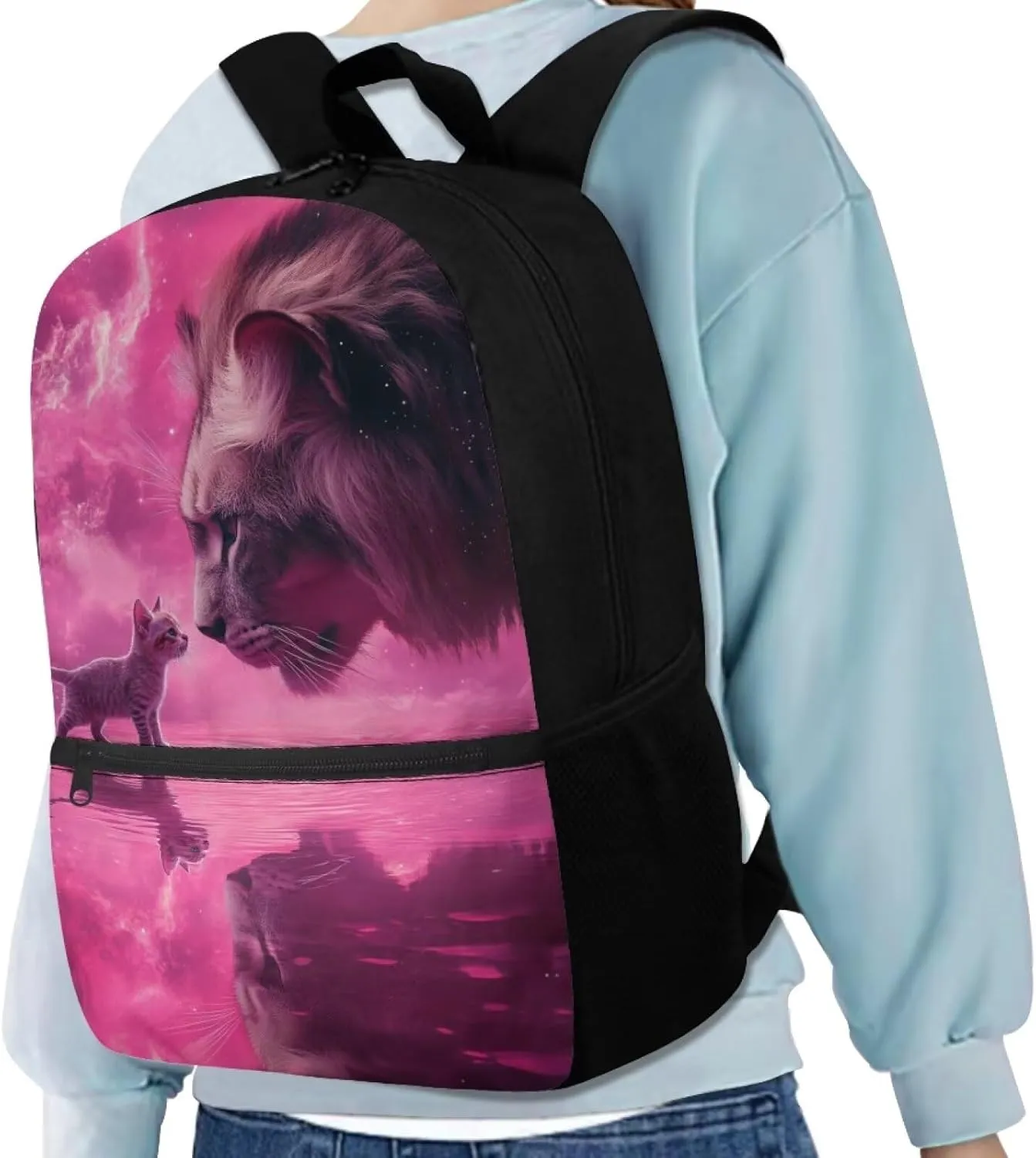 Cat Backpack for School Boys Kindergarten Elementary School Bag Kids Lion Book Bag 1 Grade 2Nd Grade 3Rd Grade Back to School Student Back Pack Travel Daycare Bag