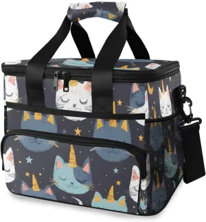 Cats Unicorns Stars Moon Cooler Bag Insulated Cooler Soft Sided Cooler 24 Can Portable Picnic Bag Large Leakproof Lunch Bag Box for Beach Grocery Camping Travel Car Men Women