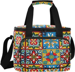 Ceramic Tiles Insulated Cooler Bag with Shoulder Strape Travel Cooler for Picnic Drink Beverage