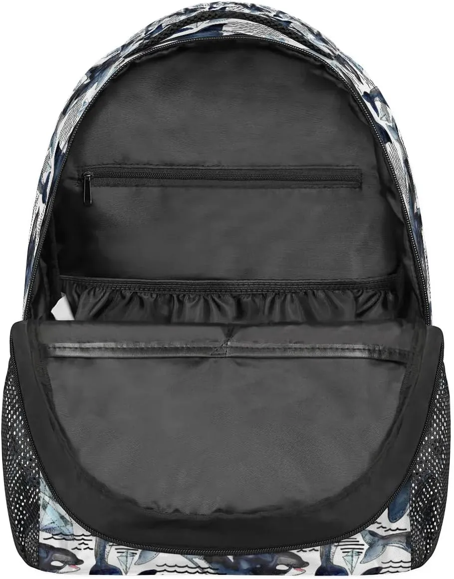 cfpolar Whale Backpack for School, Sea Animal Killer Whale Laptop Backpack Water Resistant Bookbag Computer Bag Travel Hiking Camping Rucksack Daypack Shoulder Bag for Teenager Boys Girls Kids
