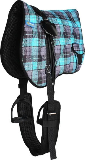 CHALLENGER Horse Neoprene Padded Anti-Slip Bareback Saddle Pad Blue Plaid 39TS04