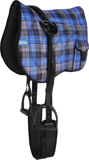 CHALLENGER Horse Neoprene Padded Anti-Slip Bareback Saddle Pad Blue Plaid 39TS04