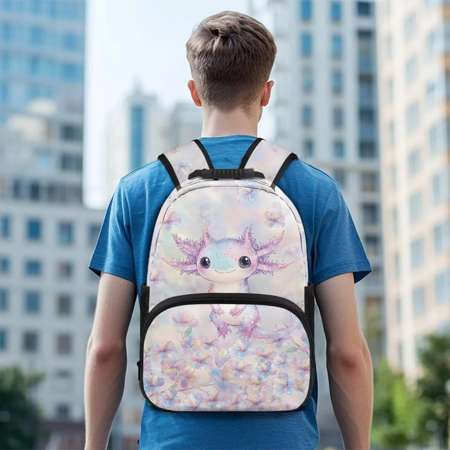 Cherry Blossoms 17 Inch Work Backpack Axolotl Casual Back Packs School Ergonomic Shoulder Straps Popular Daypacks Mens for Travel Camping & Daily Use