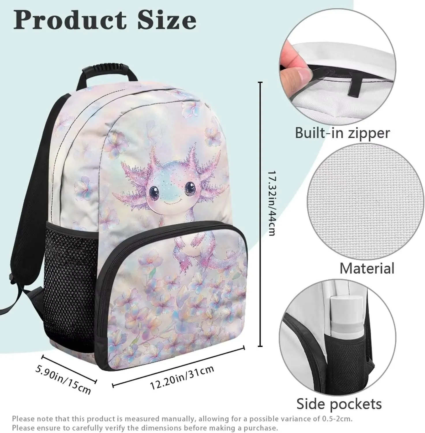 Cherry Blossoms 17 Inch Work Backpack Axolotl Casual Back Packs School Ergonomic Shoulder Straps Popular Daypacks Mens for Travel Camping & Daily Use