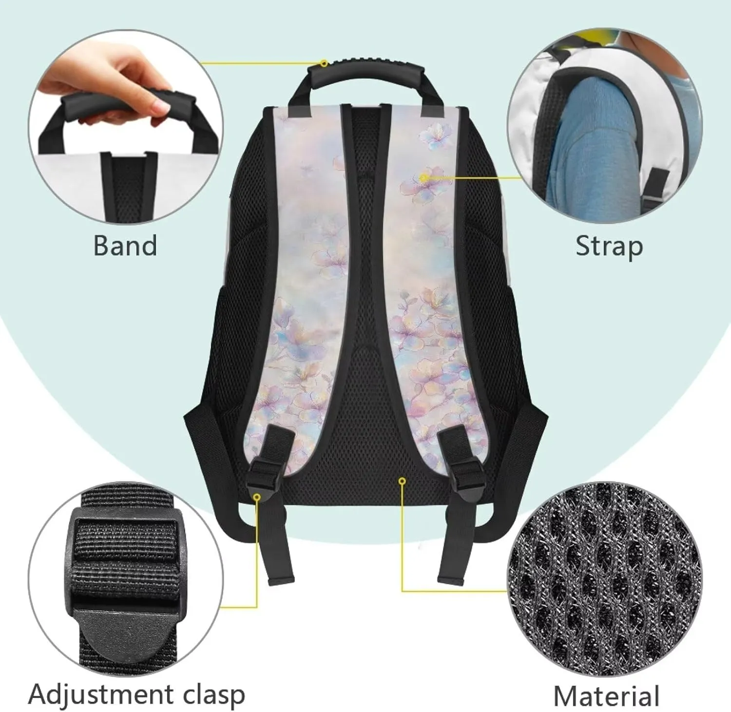Cherry Blossoms 17 Inch Work Backpack Axolotl Casual Back Packs School Ergonomic Shoulder Straps Popular Daypacks Mens for Travel Camping & Daily Use
