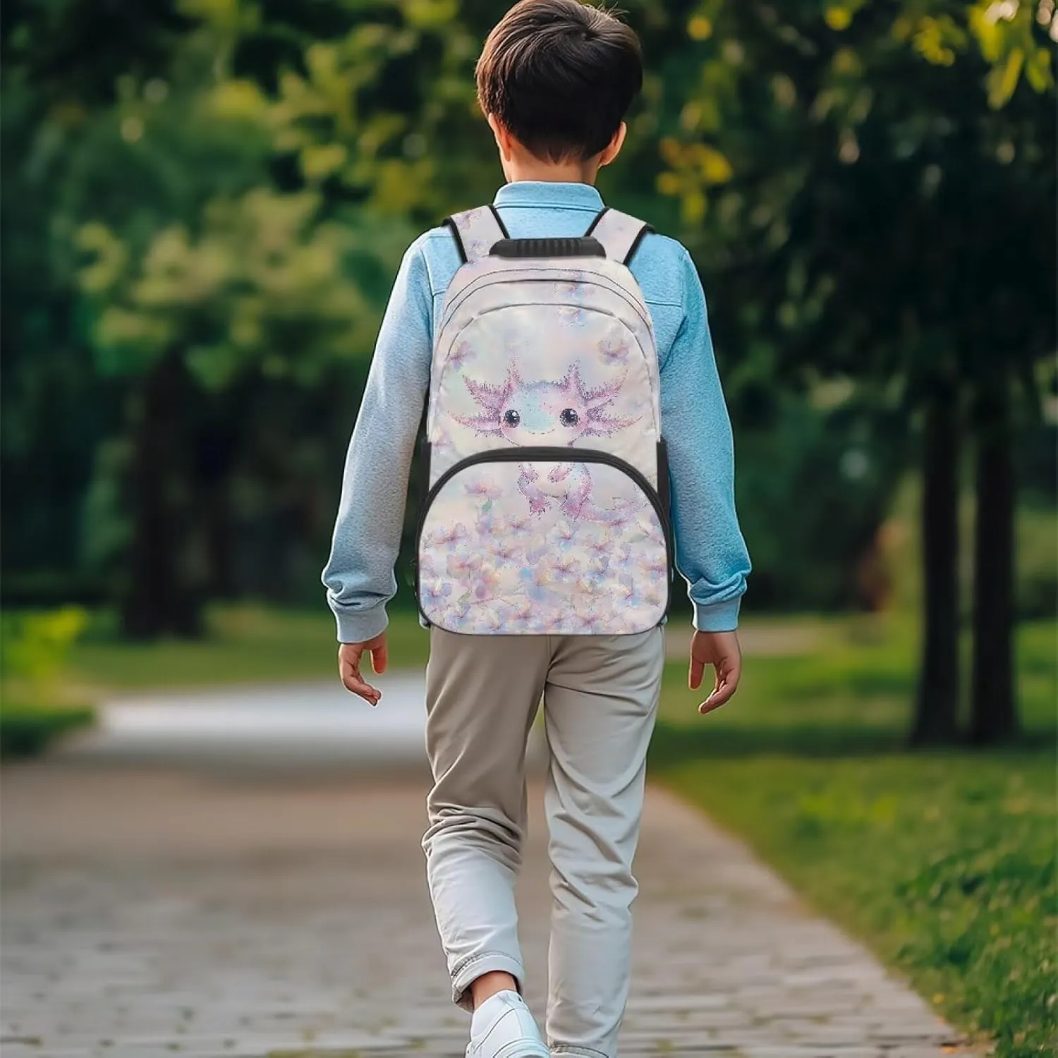 Cherry Blossoms 17 Inch Work Backpack Axolotl Casual Back Packs School Ergonomic Shoulder Straps Popular Daypacks Mens for Travel Camping & Daily Use