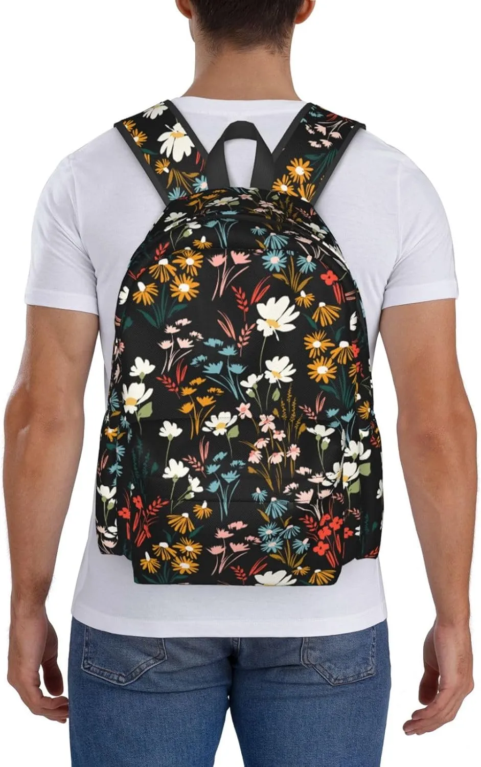 Chic Wildflowers Stylish Backpack With Adjustable Padded Shoulder Straps Daypacks For College Travel