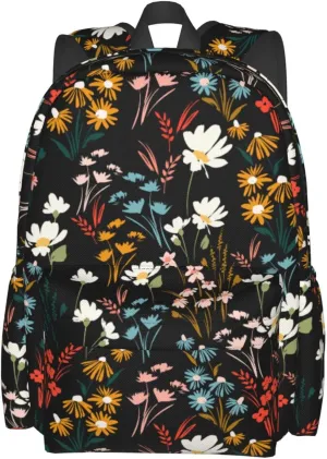 Chic Wildflowers Stylish Backpack With Adjustable Padded Shoulder Straps Daypacks For College Travel