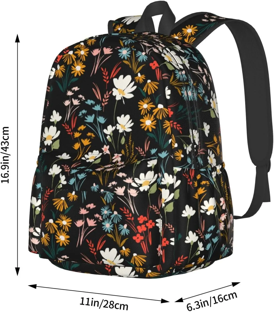 Chic Wildflowers Stylish Backpack With Adjustable Padded Shoulder Straps Daypacks For College Travel