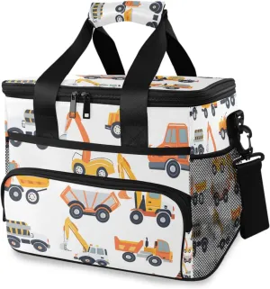 Childish Truck Car Doodle Cooler Bag Insulated Cooler Soft Sided Cooler 24 Can Portable Picnic Bag Large Leakproof Lunch Bag Box for Beach Grocery Camping Travel Car Men Women