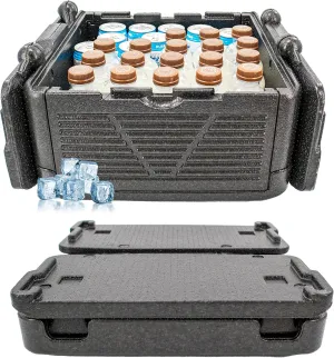 Chill Ice Collapsible Cooler Foam Chest Box - Insulated, Foldable, Portable, Lightweight, Iceless & Waterproof - Large Black