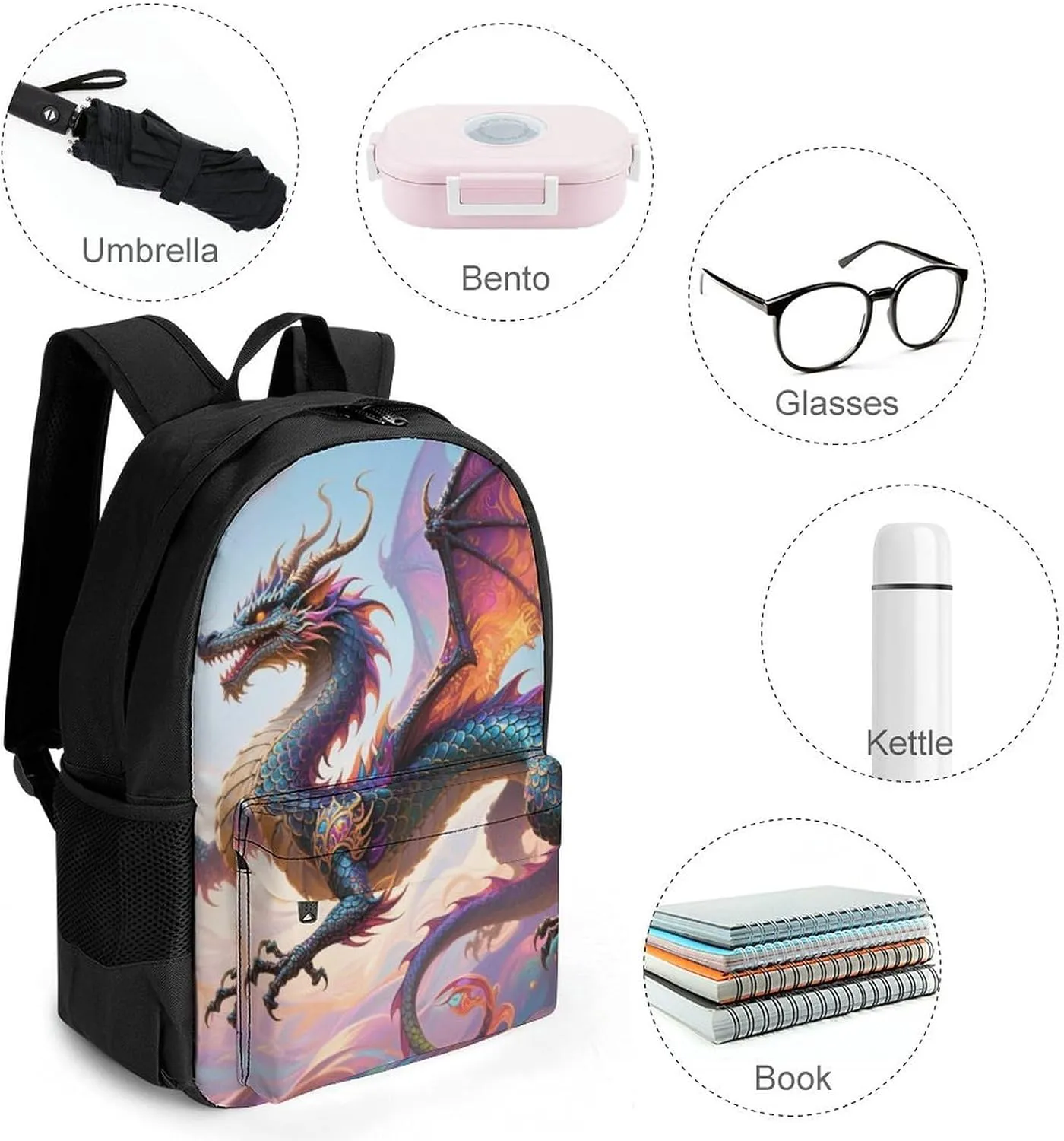 Chinese Dragons Art Rucksacks Lightweight Multipurpose Anti-Theft Shoulder Bag Big Capacity Laptop Book Bag Rucksack With Padded Straps