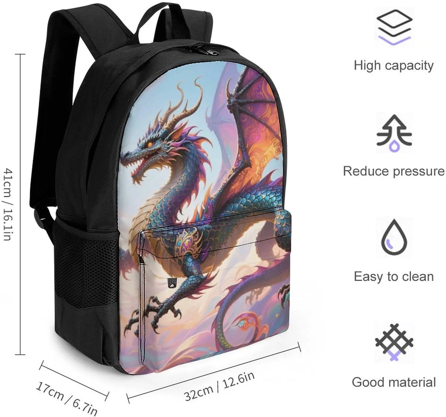 Chinese Dragons Art Rucksacks Lightweight Multipurpose Anti-Theft Shoulder Bag Big Capacity Laptop Book Bag Rucksack With Padded Straps