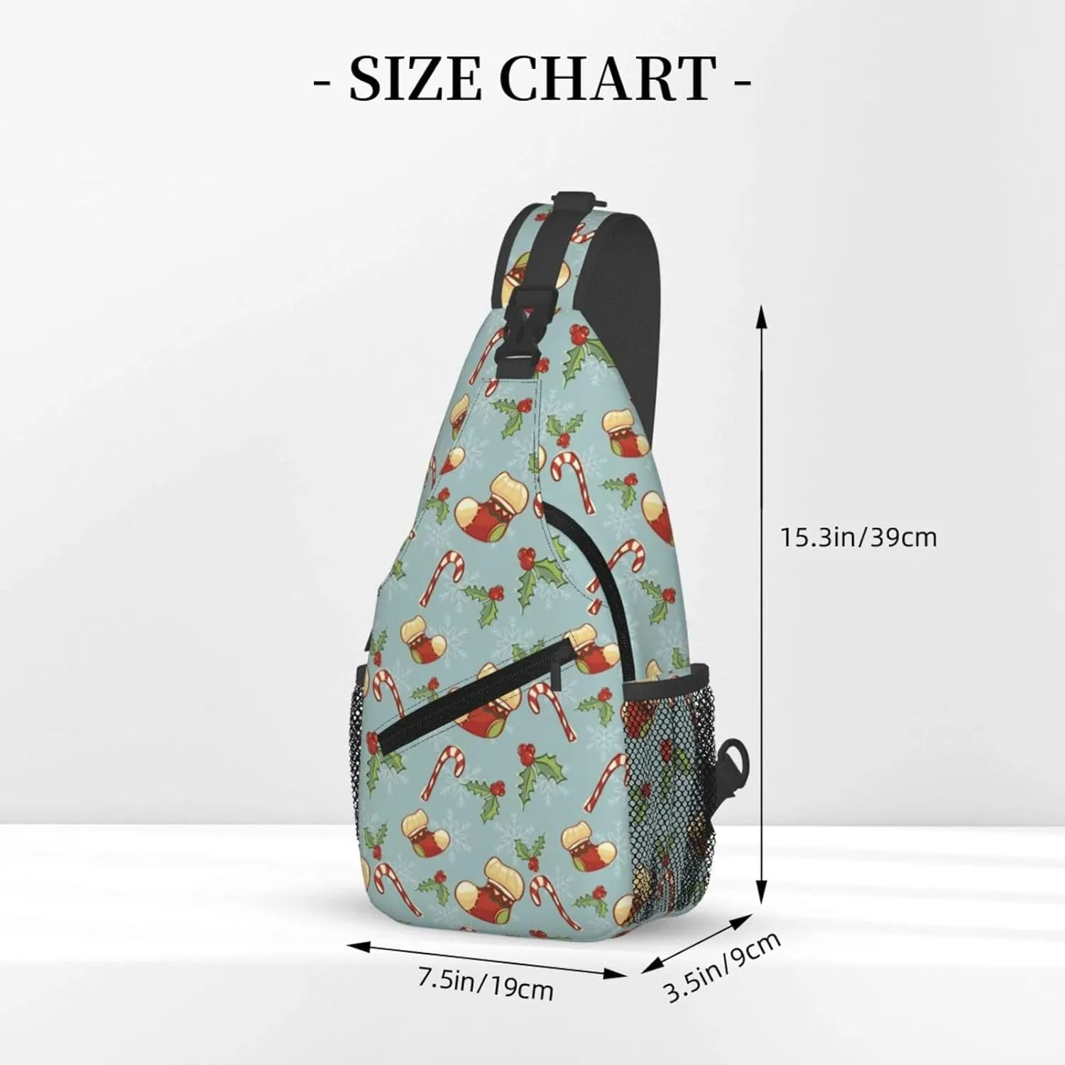 Christmas Stockings Candy Canes Holly Berries Cross Chest Bag Diagonally Hiking Crossbody Bag Travel Shoulder Daypack Lightweight Sling Backpack Cycling Daypacks Fitness Chest Backpacks