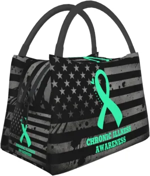 Chronic Illness Awareness Lunch Box Large Portable Collapsible Insulated Cooler Lunch Tote for Men Women34, Black