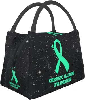 Chronic Illness Awareness Lunch Box Large Portable Collapsible Insulated Cooler Lunch Tote for Men Women47, Black
