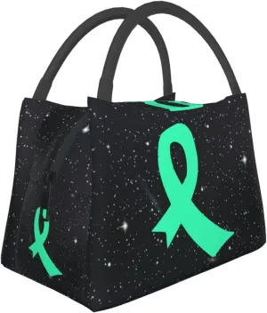 Chronic Illness Awareness Ribbon Lunch Box Large Portable Collapsible Insulated Cooler Lunch Tote for Men Women49, Black