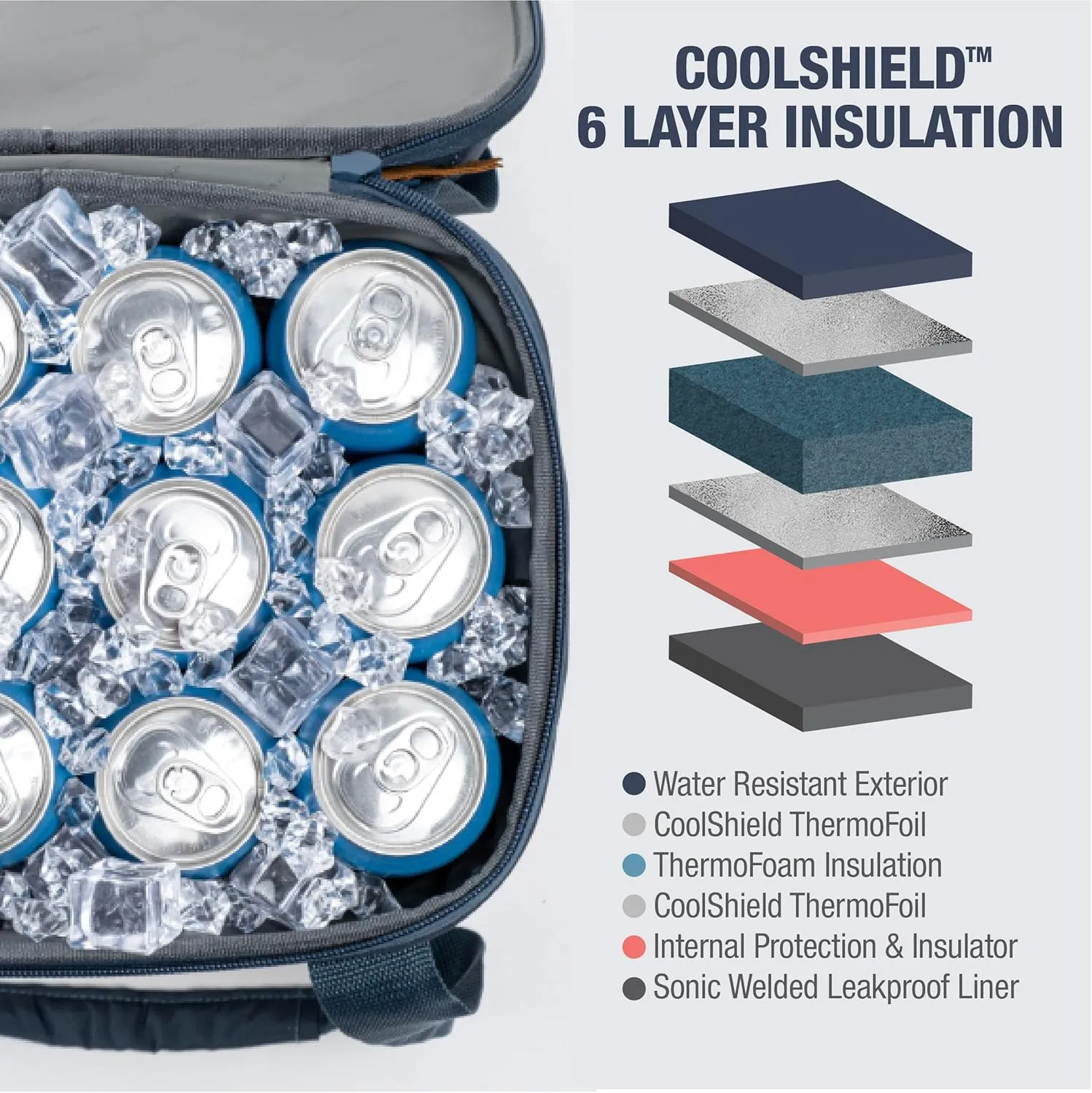 CleverMade Pacifica Collapsible Insulated Cooler Bag – 18 Can Leakproof Soft Cooler for Beach, Travel, Car – Bottle Opener – Ocean