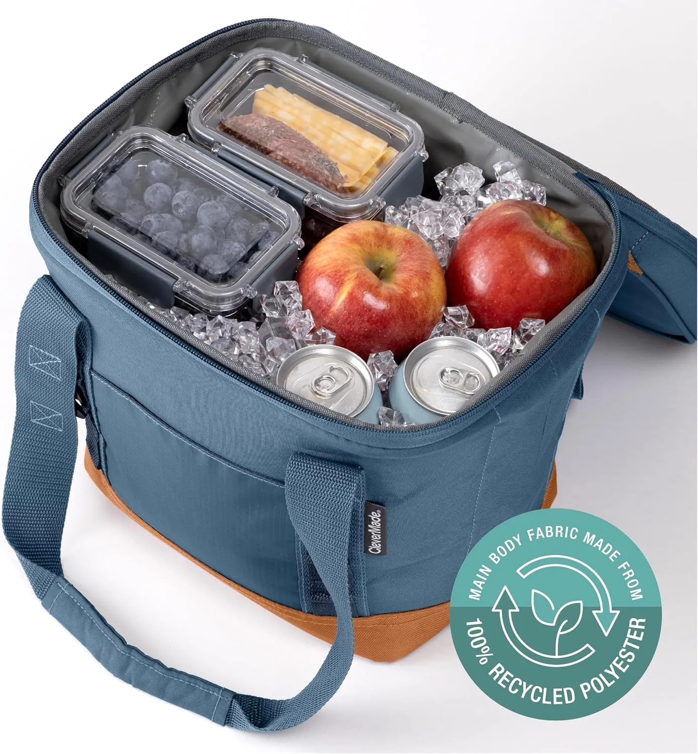 CleverMade Pacifica Collapsible Insulated Cooler Bag – 18 Can Leakproof Soft Cooler for Beach, Travel, Car – Bottle Opener – Ocean