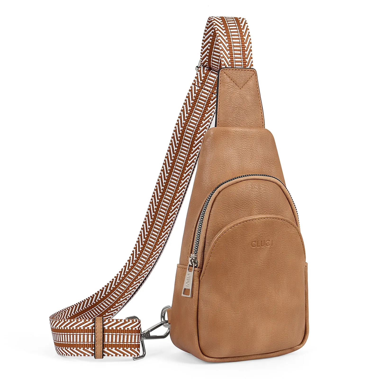 CLUCI  Faux Leather Small Sling Bag Fashion Waist Packs with Guitar Strap for Women's Fanny Packs