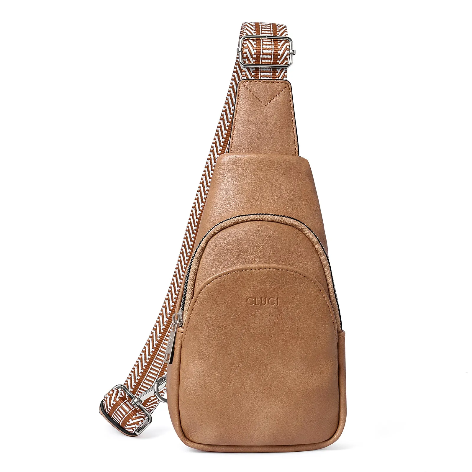 CLUCI  Faux Leather Small Sling Bag Fashion Waist Packs with Guitar Strap for Women's Fanny Packs