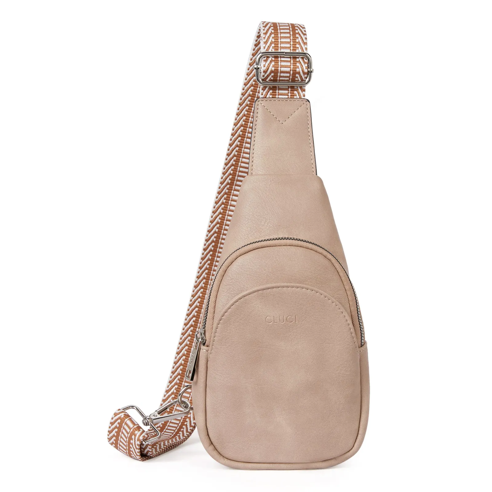 CLUCI  Faux Leather Small Sling Bag Fashion Waist Packs with Guitar Strap for Women's Fanny Packs