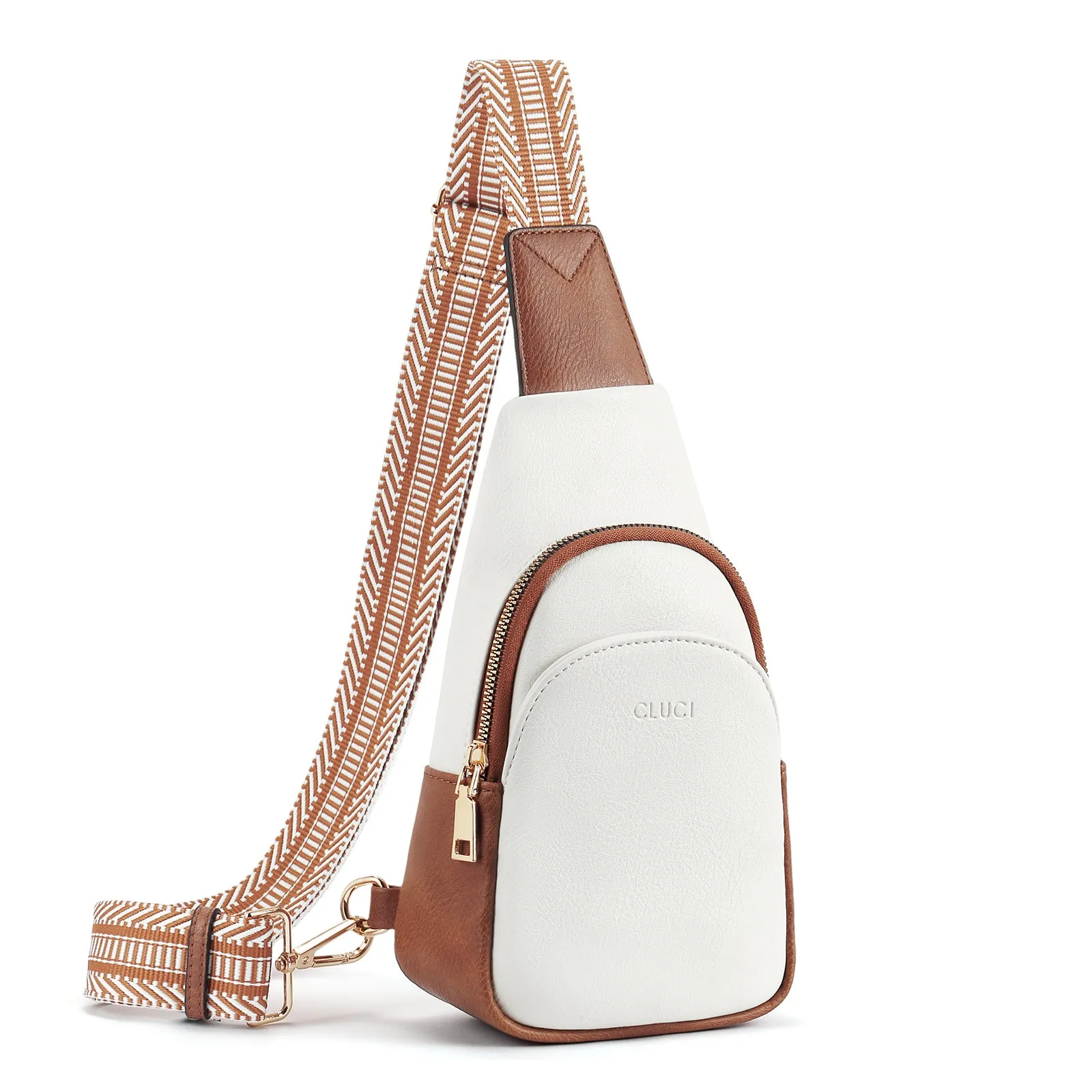 CLUCI  Faux Leather Small Sling Bag Fashion Waist Packs with Guitar Strap for Women's Fanny Packs