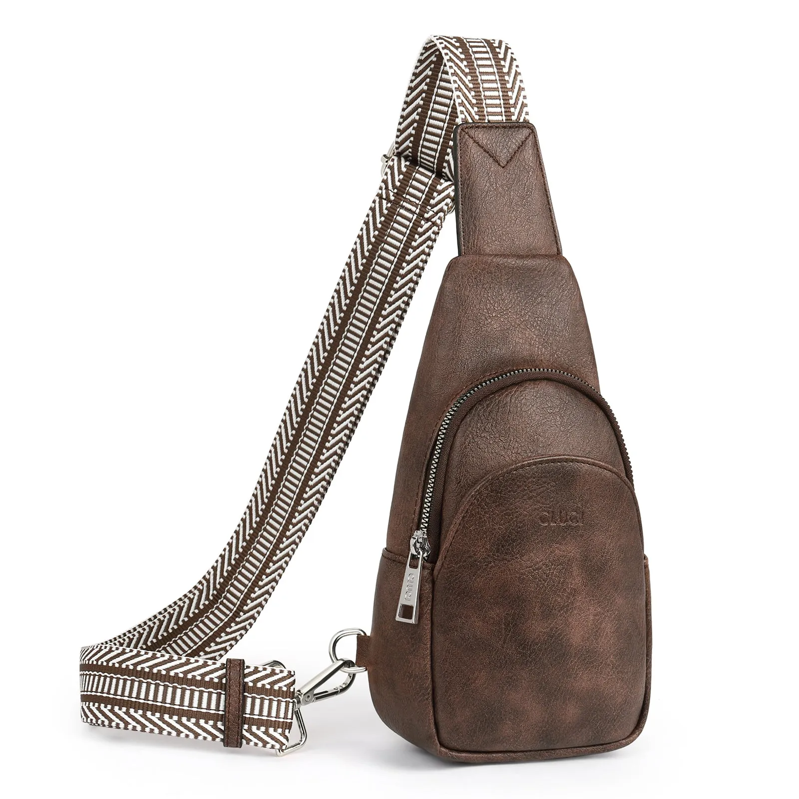 CLUCI  Faux Leather Small Sling Bag Fashion Waist Packs with Guitar Strap for Women's Fanny Packs