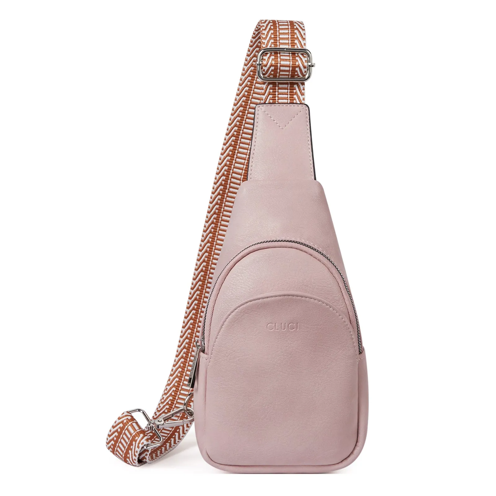 CLUCI  Faux Leather Small Sling Bag Fashion Waist Packs with Guitar Strap for Women's Fanny Packs