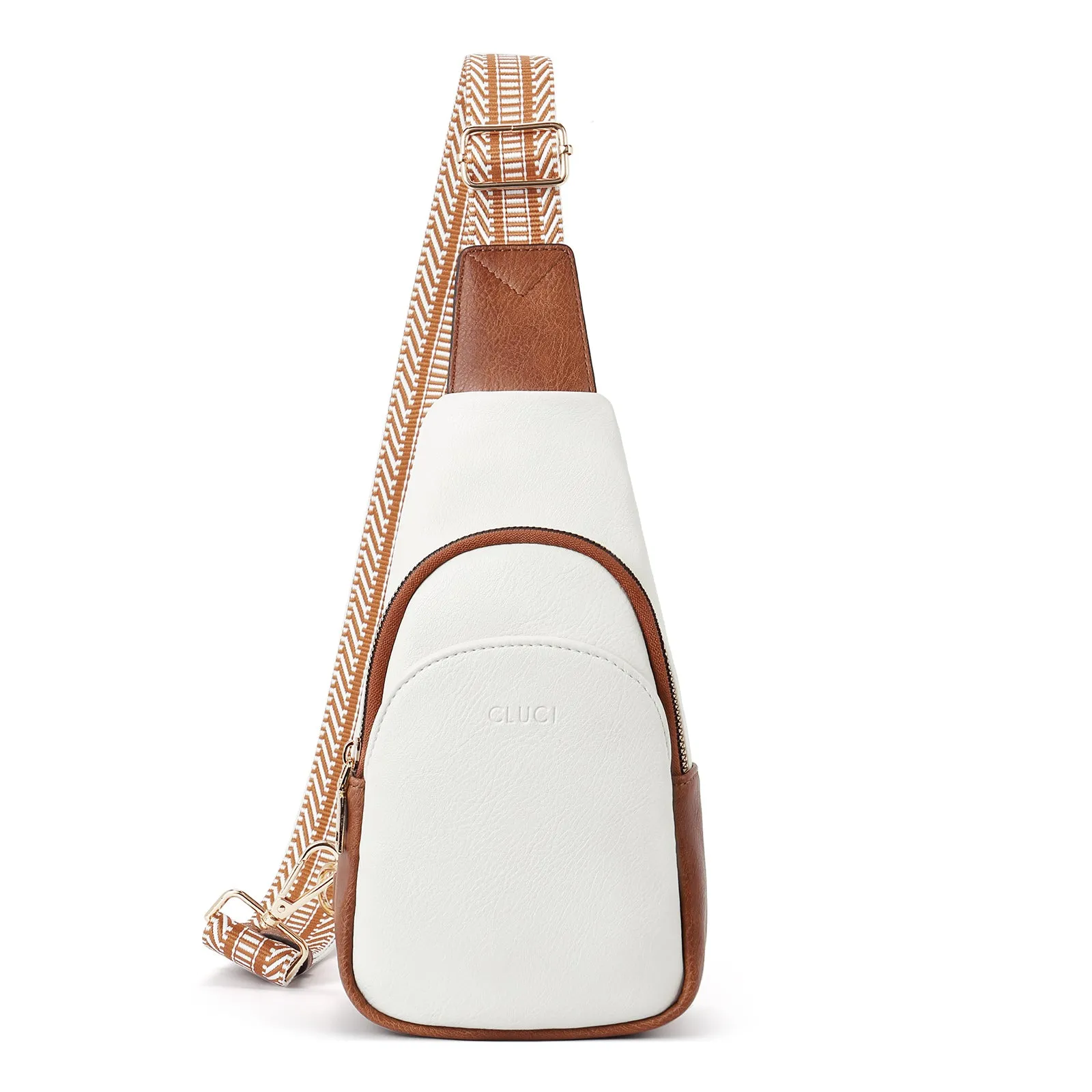 CLUCI  Faux Leather Small Sling Bag Fashion Waist Packs with Guitar Strap for Women's Fanny Packs