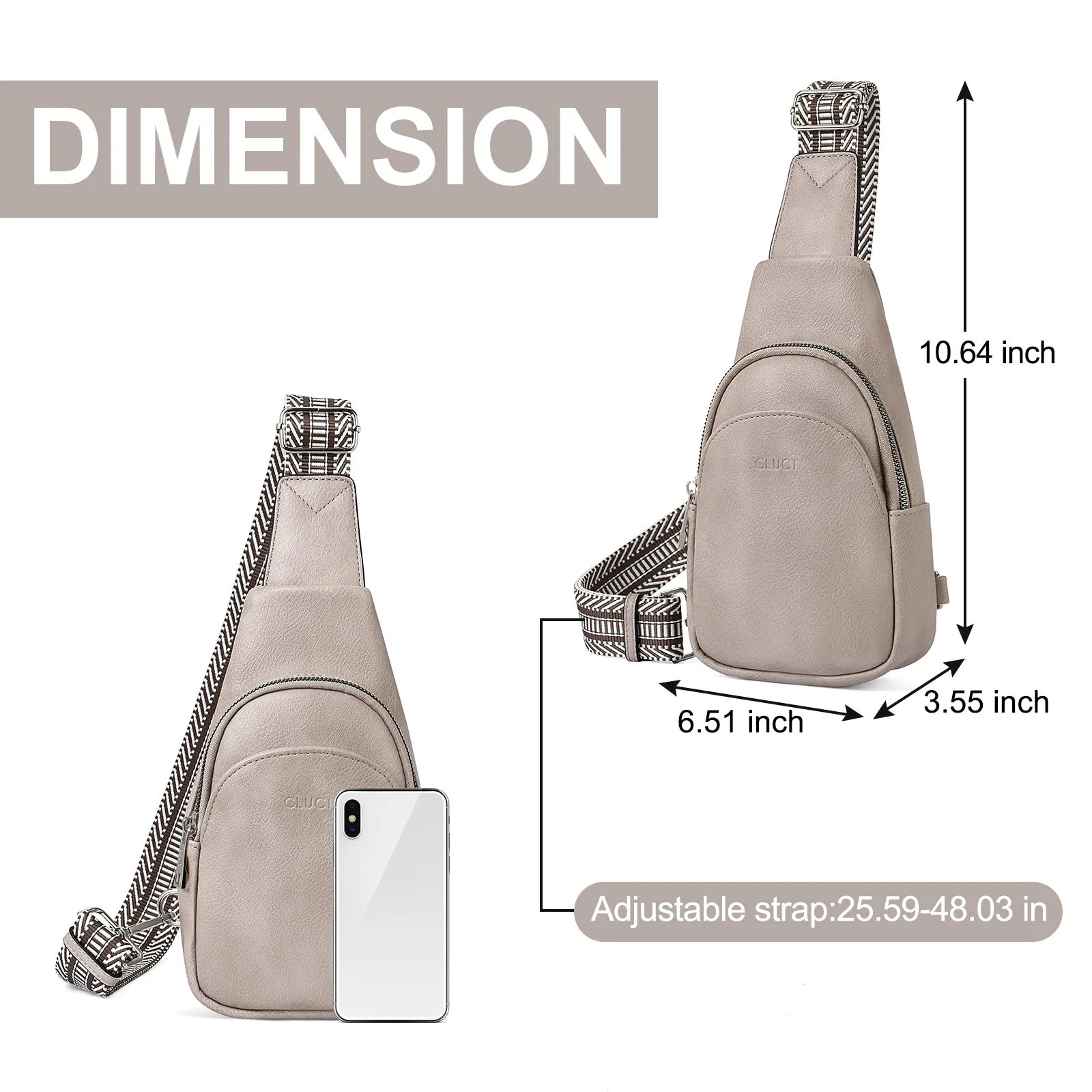 CLUCI  Faux Leather Small Sling Bag Fashion Waist Packs with Guitar Strap for Women's Fanny Packs
