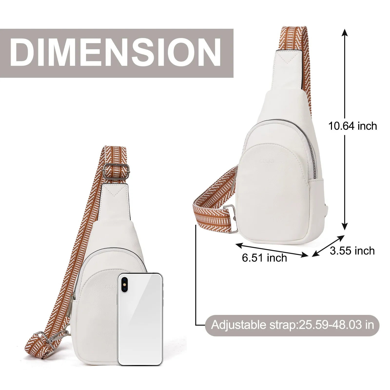 CLUCI  Faux Leather Small Sling Bag Fashion Waist Packs with Guitar Strap for Women's Fanny Packs