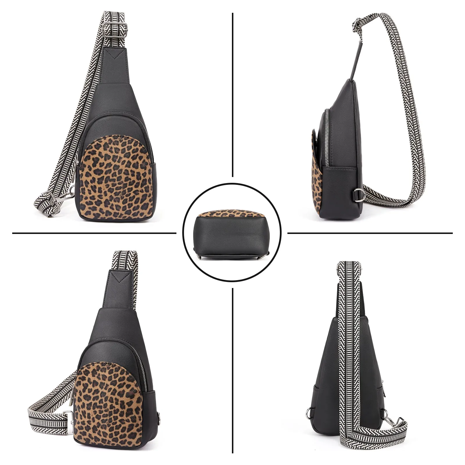 CLUCI  Faux Leather Small Sling Bag Fashion Waist Packs with Guitar Strap for Women's Fanny Packs