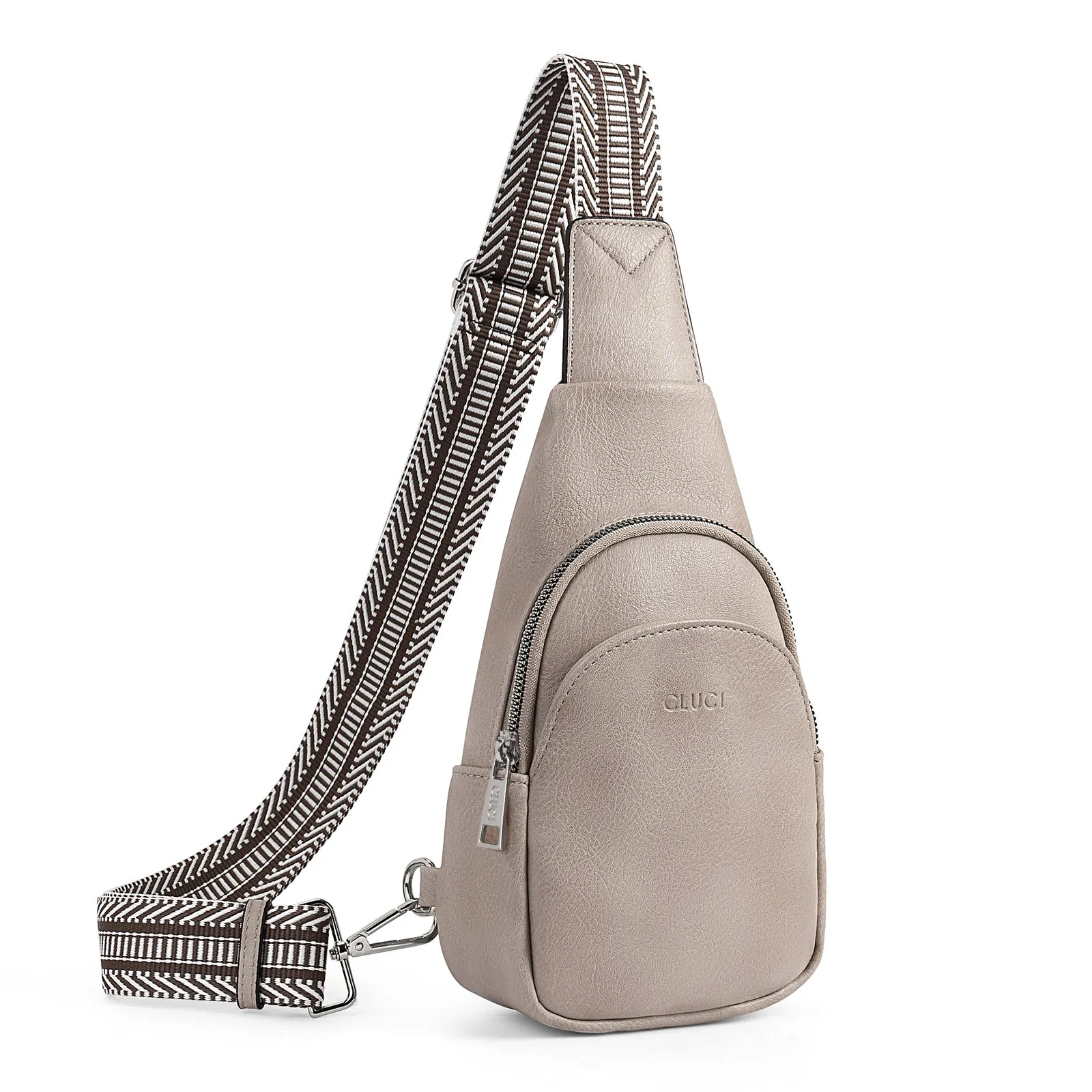 CLUCI  Faux Leather Small Sling Bag Fashion Waist Packs with Guitar Strap for Women's Fanny Packs