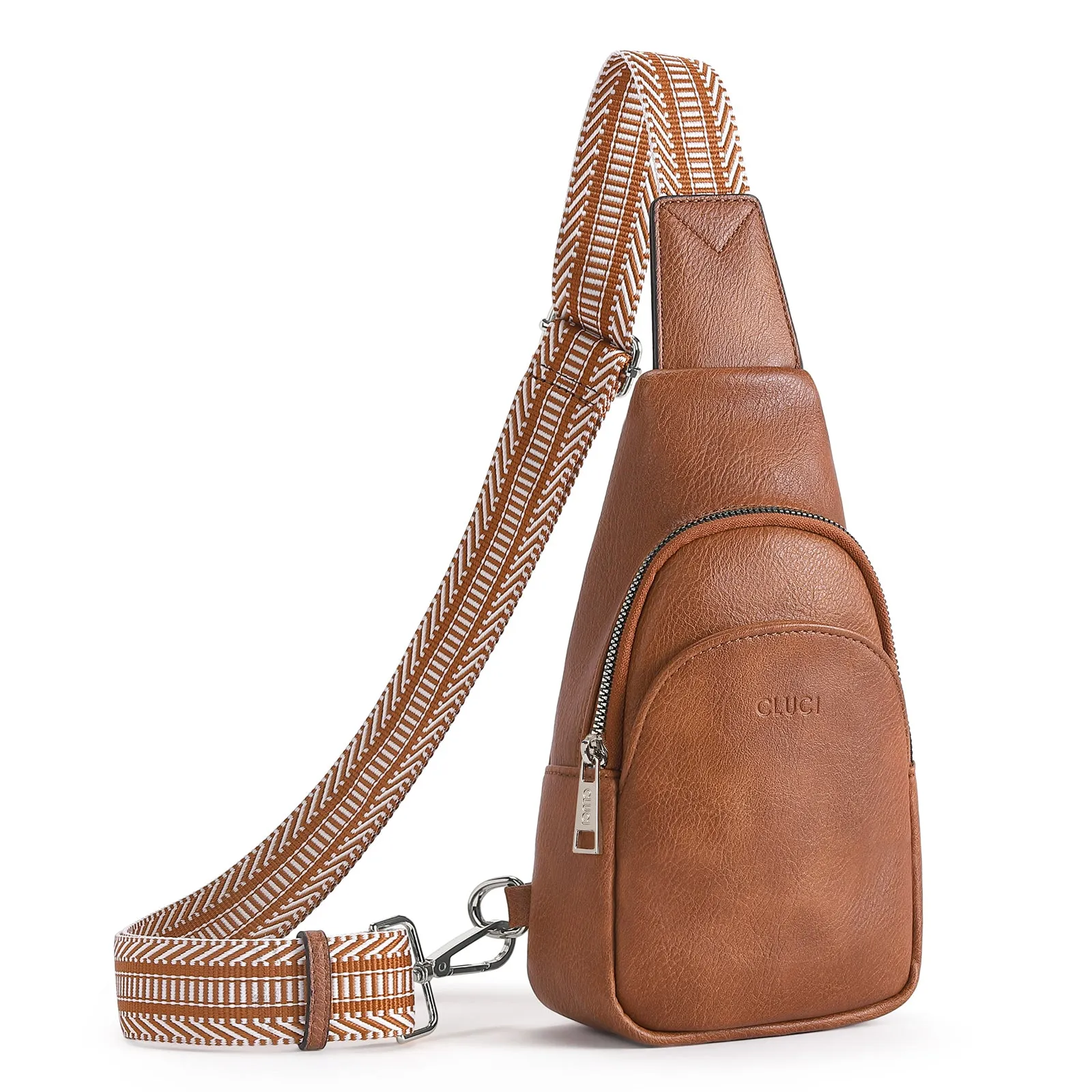 CLUCI  Faux Leather Small Sling Bag Fashion Waist Packs with Guitar Strap for Women's Fanny Packs