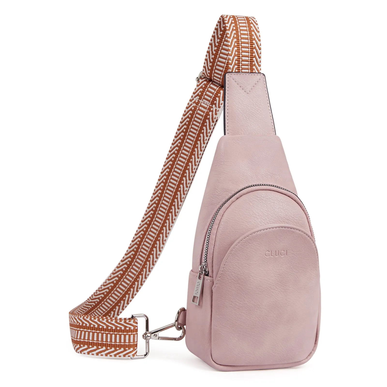 CLUCI  Faux Leather Small Sling Bag Fashion Waist Packs with Guitar Strap for Women's Fanny Packs