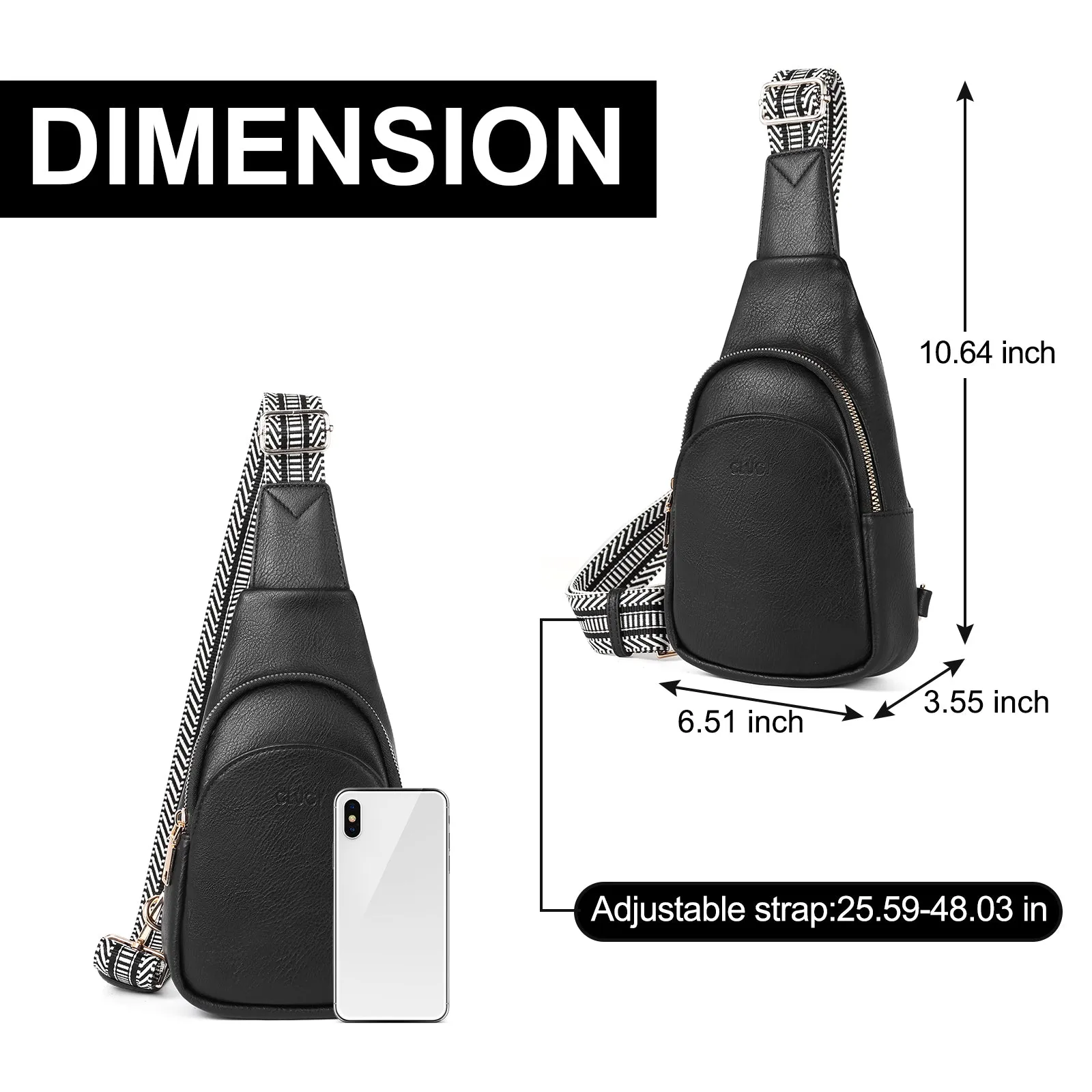 CLUCI  Faux Leather Small Sling Bag Fashion Waist Packs with Guitar Strap for Women's Fanny Packs