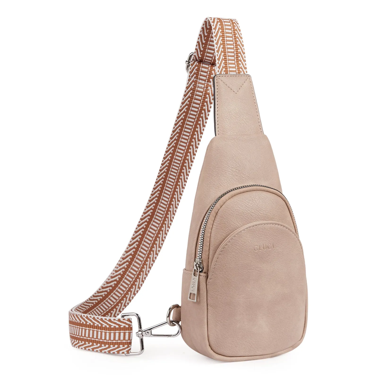 CLUCI  Faux Leather Small Sling Bag Fashion Waist Packs with Guitar Strap for Women's Fanny Packs