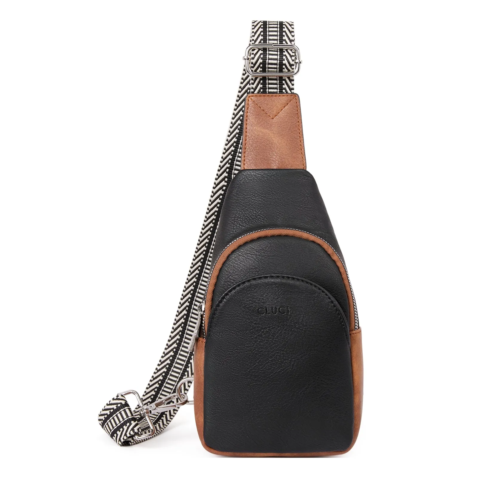 CLUCI  Faux Leather Small Sling Bag Fashion Waist Packs with Guitar Strap for Women's Fanny Packs