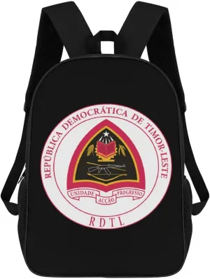 Coat of Arms of East Timor Fashion 17 Inch Backpack Simple Shoulders Daypacks Lightweight Laptop Bag Travel Gear