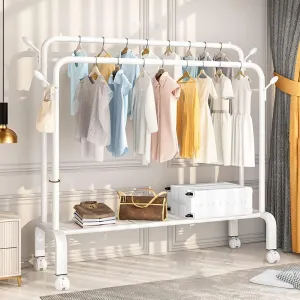 Coat Rack Stand，Wheeled Coat Rack With Double Rail, Metal Clothes Rack With 1 Storage Rack, Removable Coat Rack, Super Load-bearing, Can Put Clothes, Shoes, Hats, Bags, Etc,160 * 50 * 154cm ( Color :