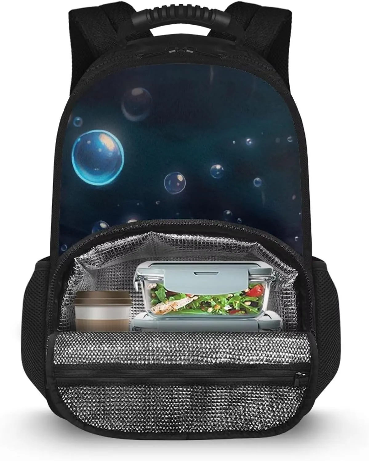 COEQINE Blue Axolotl Backpack with Lunch Box For Women Work Travel Large Capacity Insulated Cooler Backpacks with Lunch Box Protector Laptop Computer