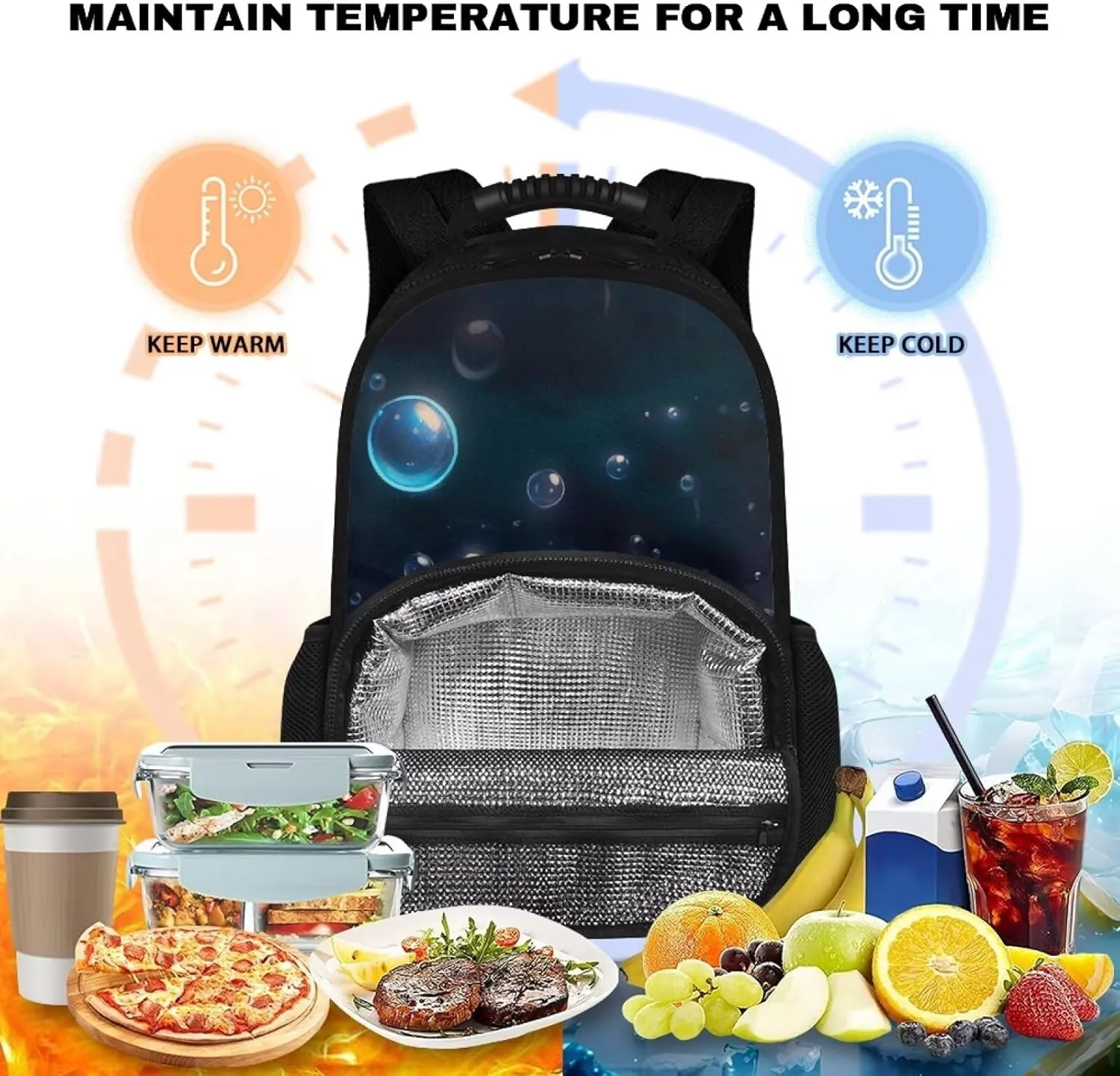 COEQINE Blue Axolotl Backpack with Lunch Box For Women Work Travel Large Capacity Insulated Cooler Backpacks with Lunch Box Protector Laptop Computer